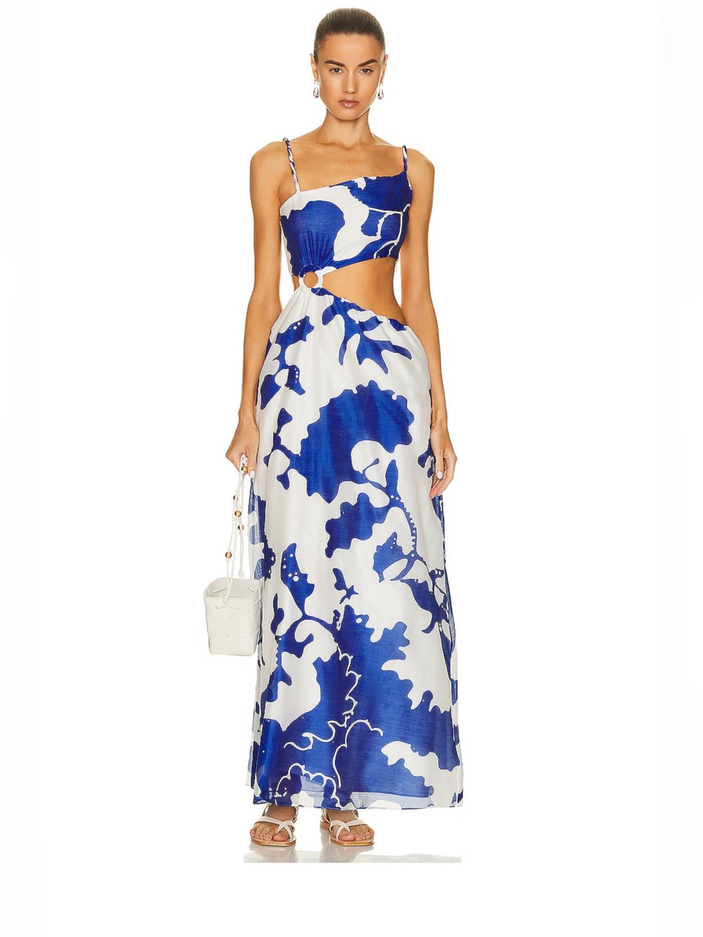 SIR. The Label Vivi Blue and White Cutout Maxi Dress Size 1